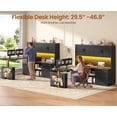 thumbnail image 3 of L Shaped Electric Standing Desk with Hutch, Adjustable Height Computer Desk with 3 Drawers and Storage Shelves, 3 of 8