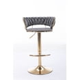 thumbnail image 6 of Swivel Height Adjustable Bar Stools Set of 2, Simple Velvet Bar Stools with Low Back and Gold Base, Counter Height Bar Chairs Luxury Gold Bar Stools for Kitchen Island, Pub and Dining Room, Gray, 6 of 7