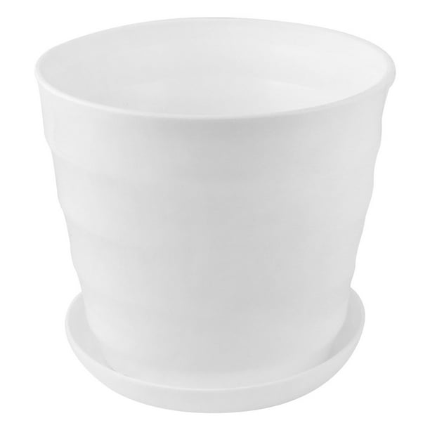 Maison Bureau Balcon Plante ronde plastique porte Semoir Pot Fleurs blanc  19cm diamètre 