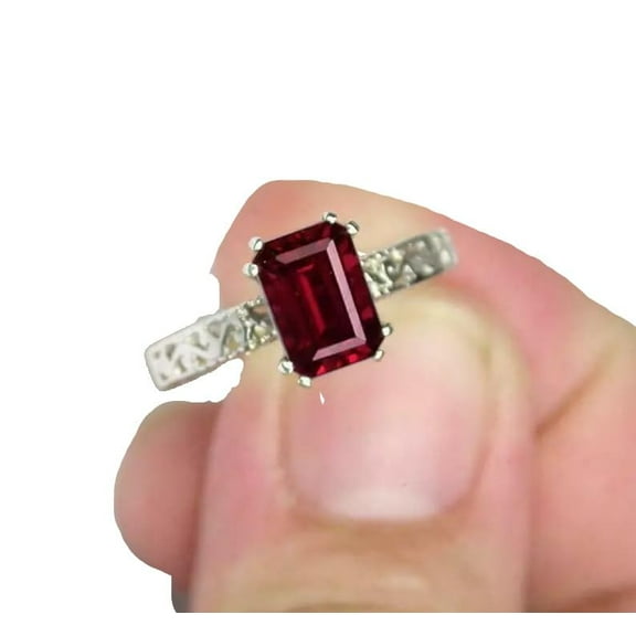 Natural Garnet Ring, AAA Garnet Gemstone Ring, January Birthstone, Fine Ring, Womens Ring, Gold Micron, 925 Sterling Silver, Promise Ring, Dainty Minimalist Stacking jewelry, Anniversary Gift Ring