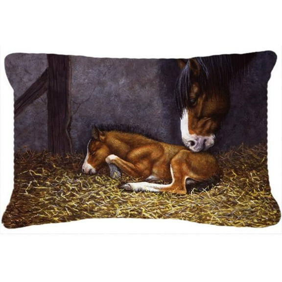 Horse & Her Foal Fabric Decorative Pillow