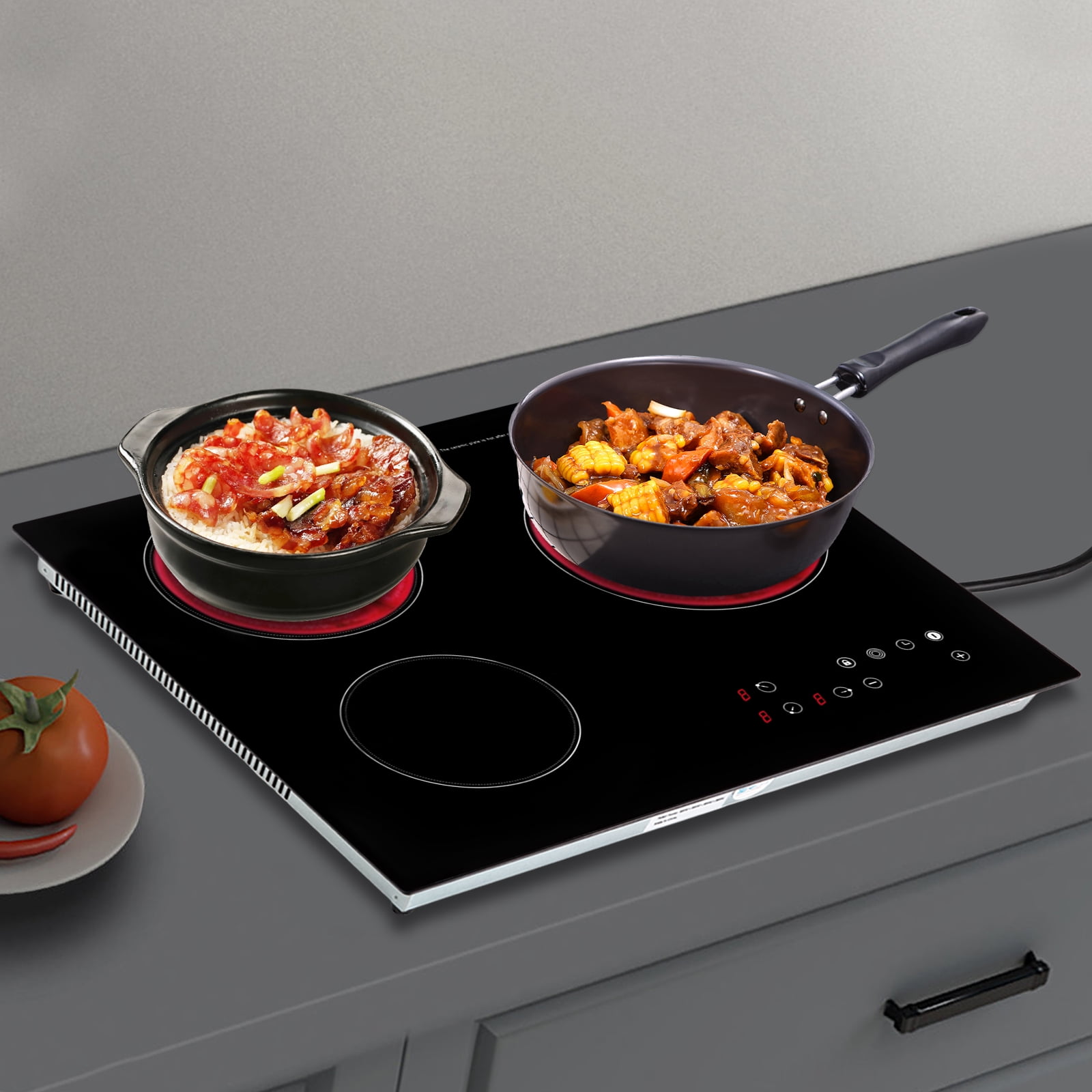 Wildnix Electric Cooktop with 9 Heating Levels, 3 Burners, and Far Infrared Heating Technology for Fast and Even Cooking