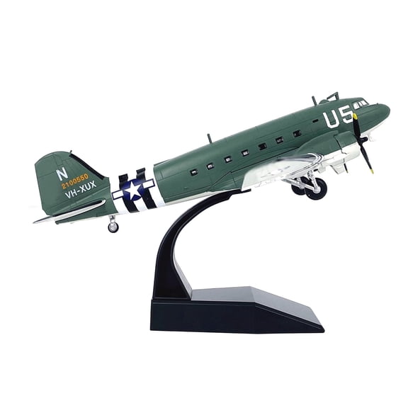APPLAYERR WWII C-47 Skytrain Aircraft Model USAAF, 1:100 Scale 7.9in, Display Stand for Aircraft Collectors Home Office Decor