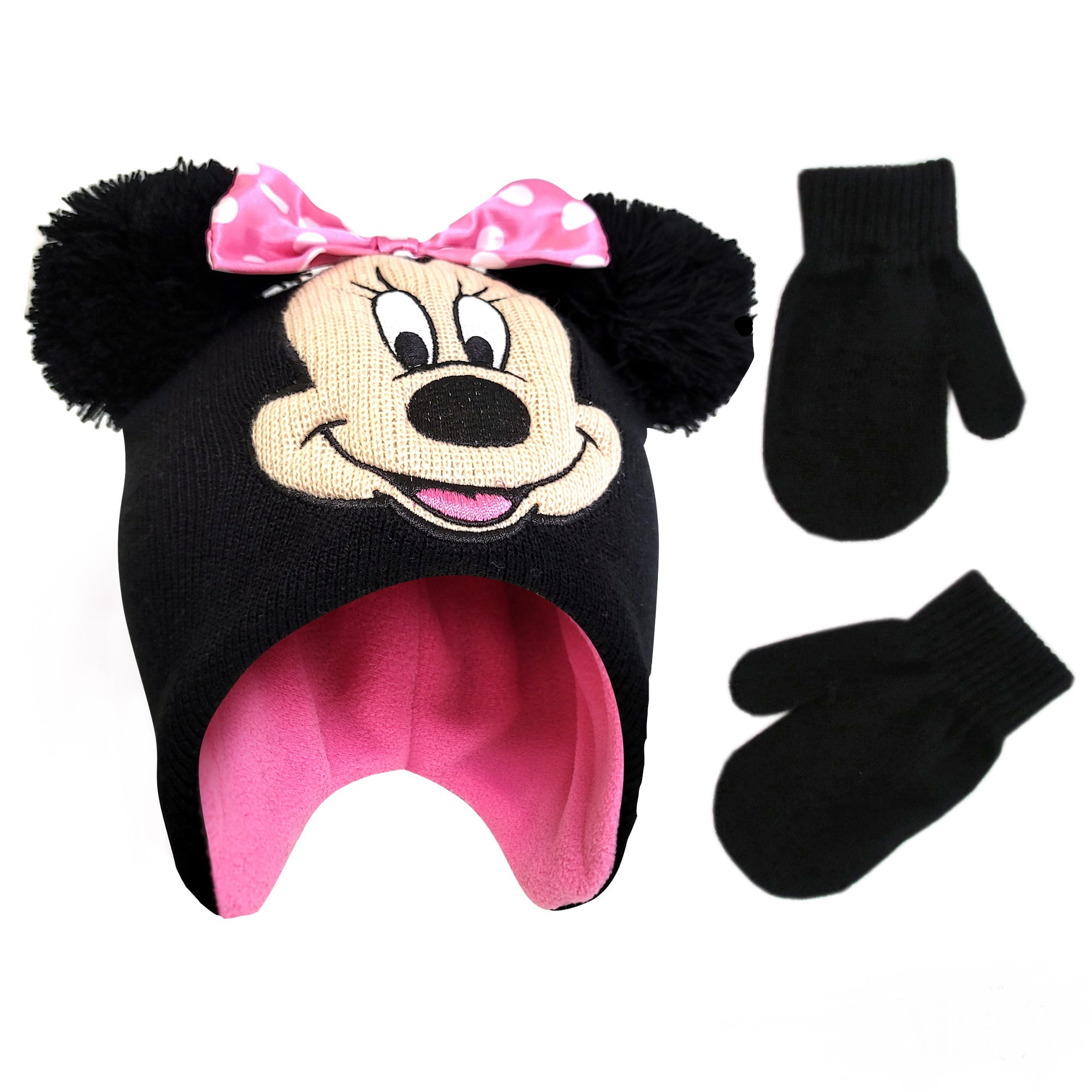 Disney Minnie Mouse Light-Up Knit Christmas Holiday Ear Hat Beanie for Kids 3+ 