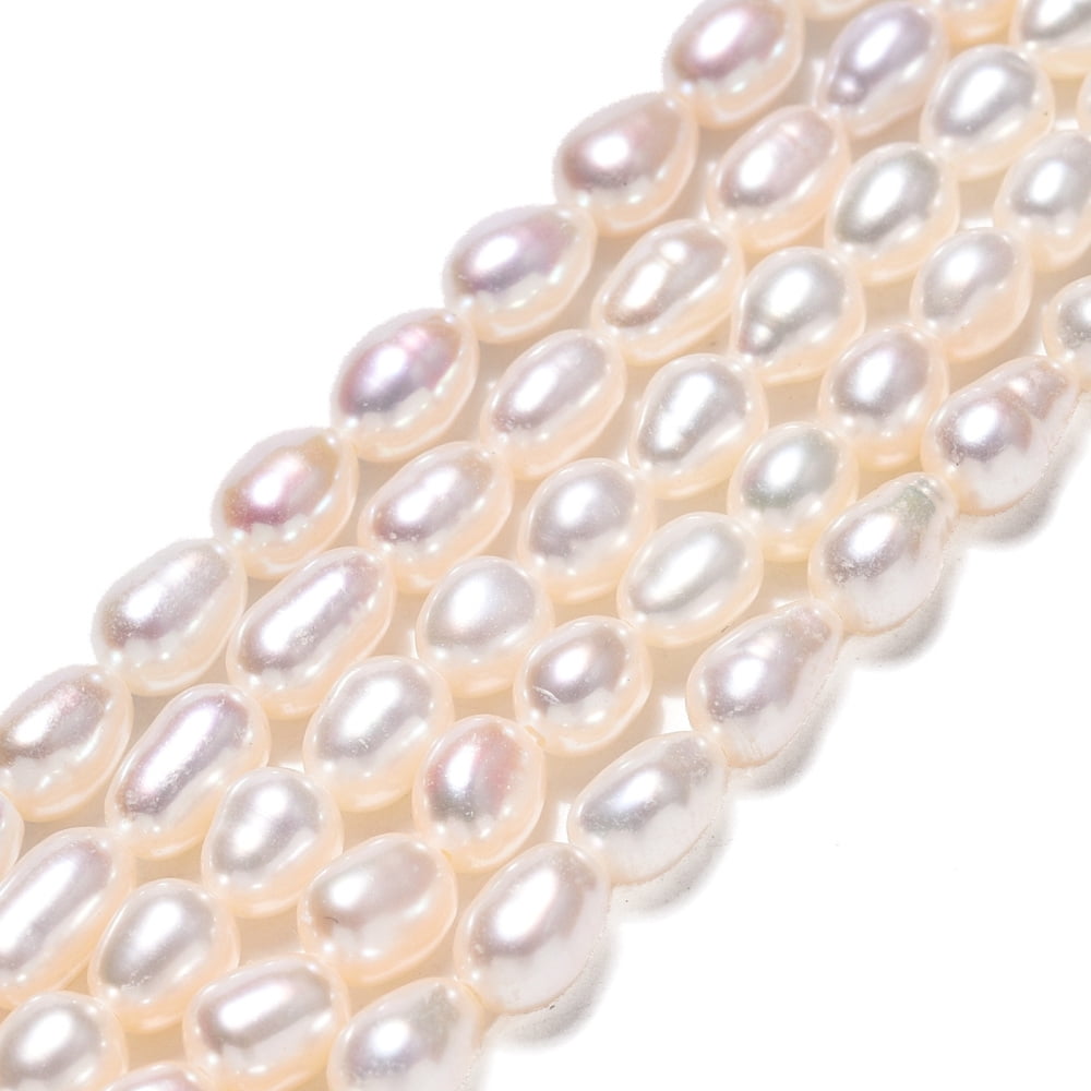 1Strand Natural Cultured Freshwater Pearl Beads Strands Rice Seashell Color 5~7x4mm Hole: 0.7mm about 61~71pcs/strand 13.98 inch(35.5cm)