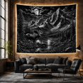 thumbnail image 6 of Mountain Lake Grayscale with Full Grown Moose Prominent, Mystical Fantasy for Space Lovers, Galaxy Room Decor, Housewarming Gift, Tapestry Wall Hanging for Bedroom and Dorm, 6 of 7