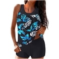 thumbnail image 2 of Tankini Sets for Women Padded Tropical Leaf Print Scoop Neck Two Piece Bathing Suits Tummy Control Boyshorts Modest Beachwear Swimwear, 2 of 5