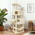 thumbnail image 4 of Gymax 66'' Tall Cat Tree w/2 Condos Sisal Scratching Posts Plush Perch Hammock Basket Beige, 4 of 10