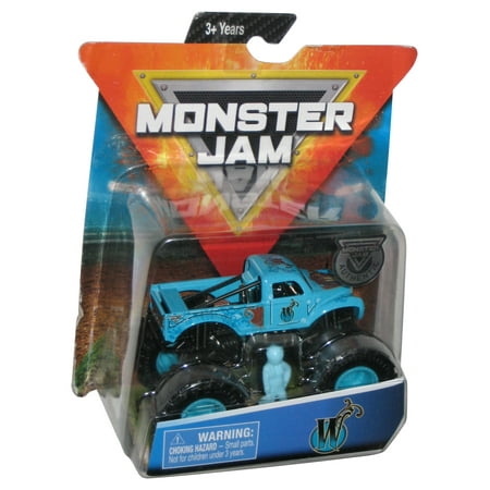 Hot Wheels Monster Jam (2019) W Blue Toy Truck w/ Mini Figure - (Cracked Plastic)
