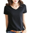 thumbnail image 2 of Rezuofi 1 Pcs Women's Cotton Short Sleeve Shirts Soft Breathable V Neck T-Shirts Basic Tops, 2 of 4