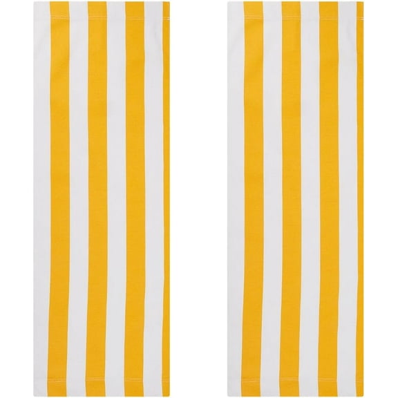 2Pcs Beach Sling Chair Replacement Canvas 120X43cm Outdoor Chairs Cloth Replacements Yellow and White Stripes Reclining Patio Folding Chair Fabric for Sunbathing Garden Courtyard