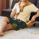 thumbnail image 5 of Balery Koi Pond Lilies Pantalones cortos de pijama de punto de algodón para hombre con cinturilla y bolsillos-3X-Large, 5 of 6