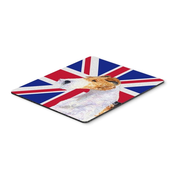 "Fox Terrier with English Union Jack British Flag Mouse Pad Hot Pad or Trivet"