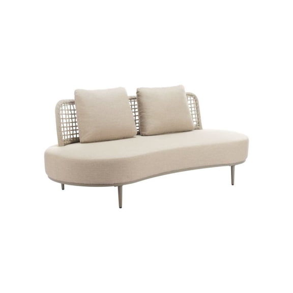 Beige Outdoor Loveseat, Patio Couch With Aluminum and Wicker Frame