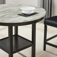 thumbnail image 4 of Roundhill Furniture Mella Round Counter Height Wood Dining Table with Shelf, 42” Faux Marble Top, Dark Espresso Finish, 4 of 6