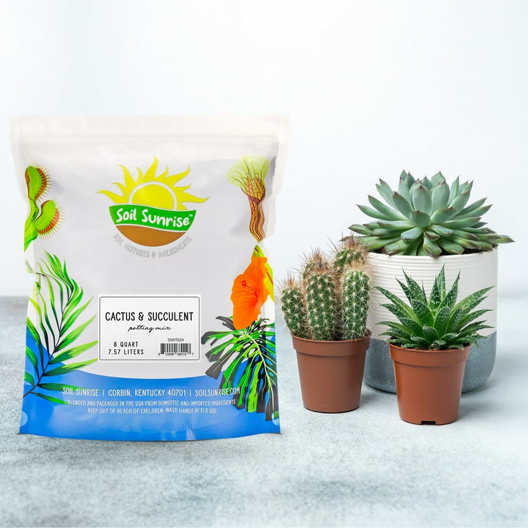 Soil Sunrise- 8qt Cactus and Succulent Potting Mix, Fast Draining and Desert-Style Gritty