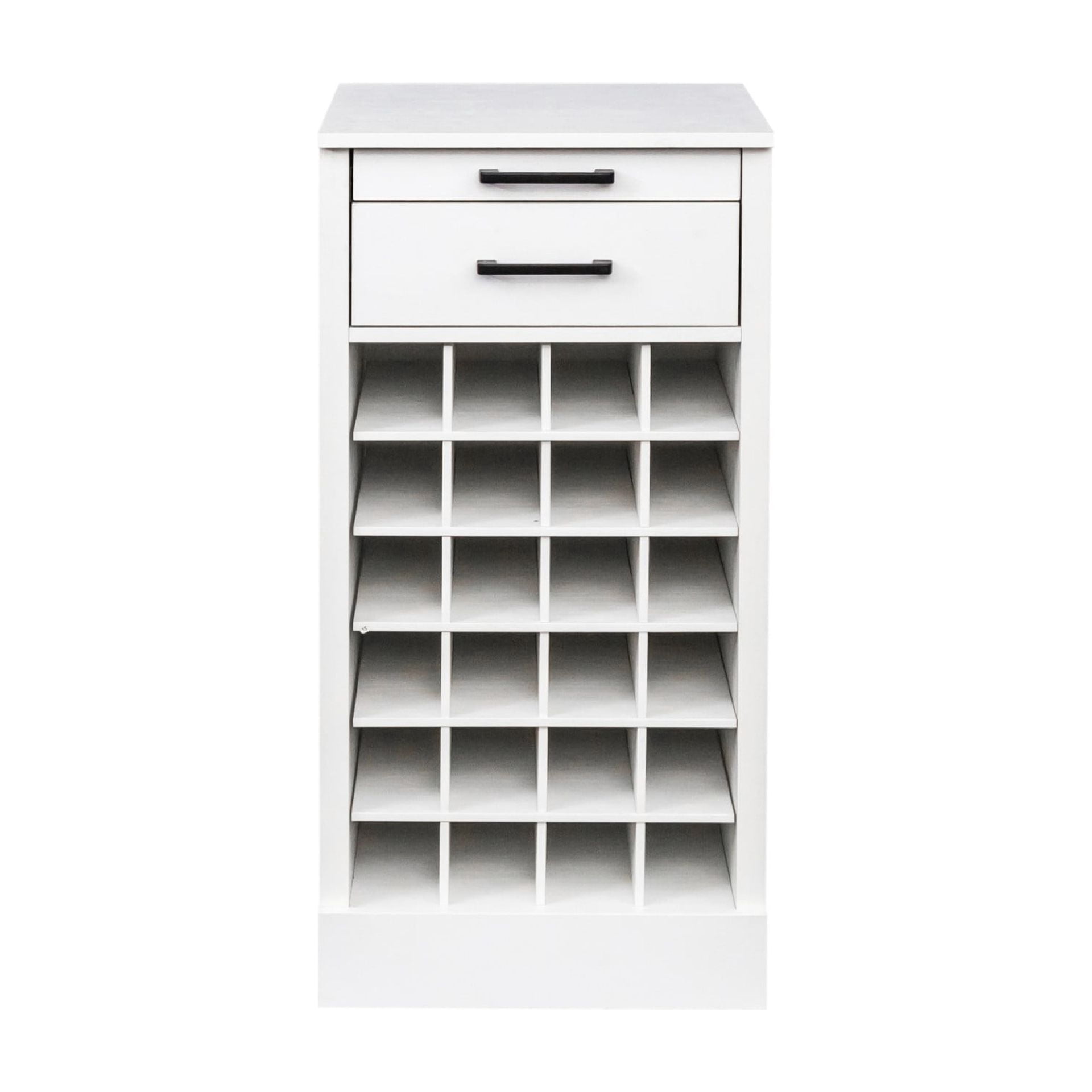 Wine Bar Cabinet 24 Bottle Storage Rack, Freestanding Buffet Cabinet Modular Wine Storage Organizer for Kitchen Dining Room, White
