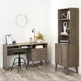 thumbnail image 6 of Prepac Milo Mid-Century Modern Tall Bookcase with Adjustable Shelves, Two Doors, and Brushed Brass-Finished Knobs, Drifted Gray, 6 of 12
