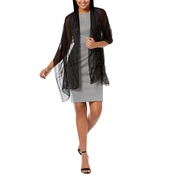 INC International Concepts Women’s Beaded Lines Evening Wraps, Black