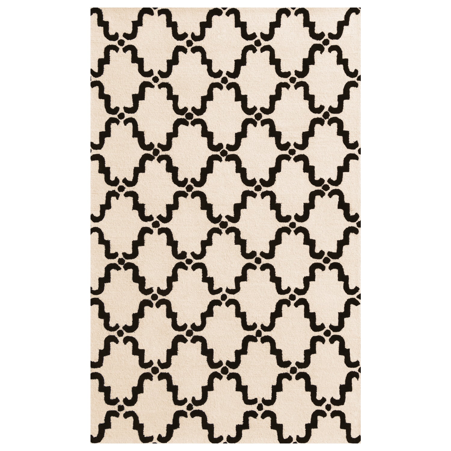 Moroccan Lattice Wool Area Rug 5' x 8', Ivory/Chocolate