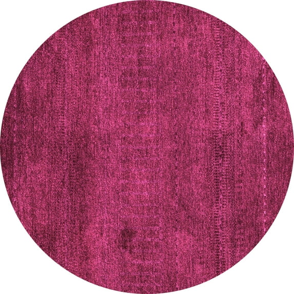 Ahgly Company Indoor Round Abstract Pink Modern Area Rugs, 7' Round