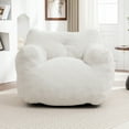 thumbnail image 2 of Bean Bag Chair, Bean Bag Sofa Chair with Armrests Stuffed High-Density Foam, Lazy Sofa Comfy Chairs BeanBag Chair for Adults in Living Room, Bedroom Read, White, 2 of 7