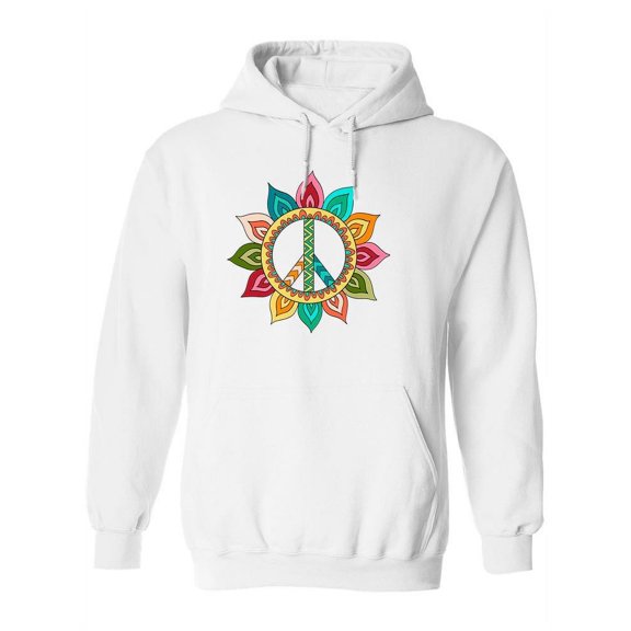 Zentangle Style Peace Symbol Hoodie Women -Image by Shutterstock, Female XX-Large