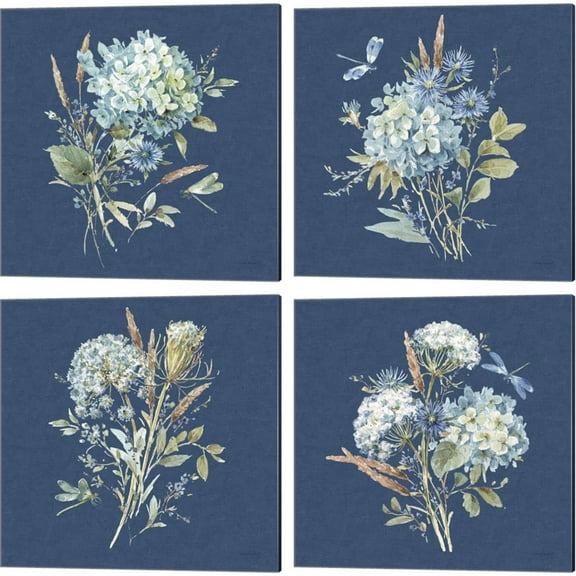 Great Art Now Bohemian Blue A by Lisa Audit 4 Piece Canvas Art Set Each 14"W x 14"H
