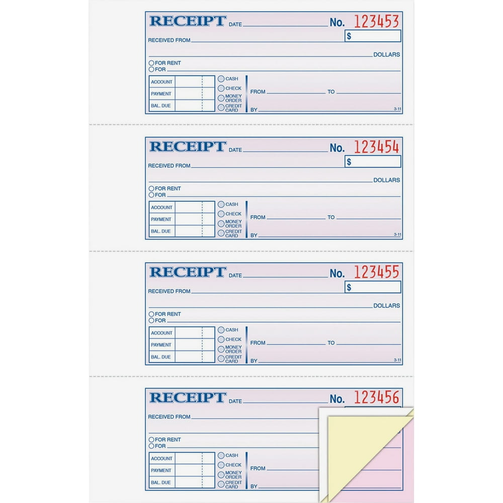 Adams Money/Rent Receipt Record Book, 3Part, Carbonless, 100 Sets per