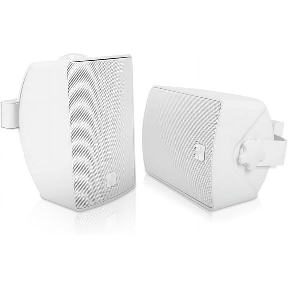 Sound Town Pair of 4.5" Weather-Resistant Surface-Mount Speaker, Indoor/Outdoor, 70V/100V/8ohm, for Home & Commercial Installation, White (TARVOS-4W-PAIR)