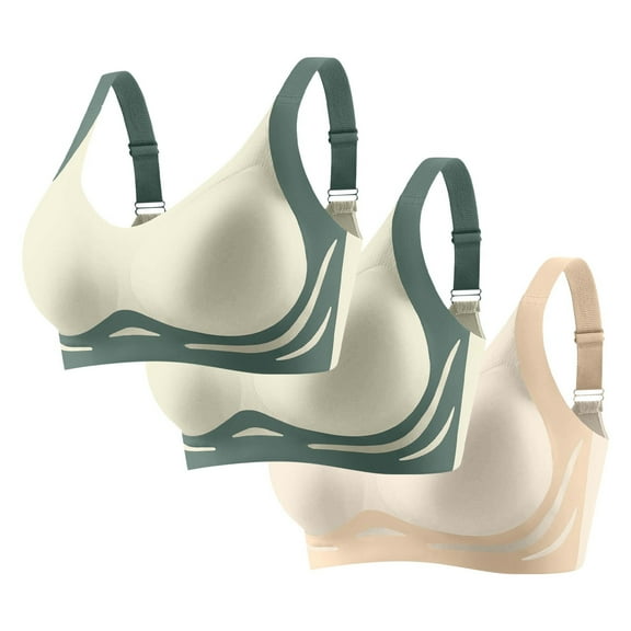 Guluxicc 3 Pack Jelly Bras for Women No Underwire Bralette Wireless Comfortable Support Bras, M