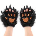 thumbnail image 5 of Yvsxxv Black Plush 3D Animal Paw Winter Warm Gloves Cute Handwear, 5 of 7