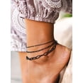 thumbnail image 2 of PROSTEEL 3 Pcs Stainless Steel Summer Anklet for Women Black Paperclip Charm Bracelet Beach Jewelry Birthday Gift 8.5 Inch Chain, 2 of 7