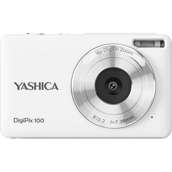 Yashica DigiPix 100 Digital Camera, FHD 1080P Camera for Photography, Digital Point and Shoot Camera with 16X Zoom, Supports Micro SD Cards, Mini Digital Camera for Teen Girls and Boys – White