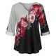 thumbnail image 3 of Pntutb Mujeres Casual tops Camisa Damas Cuello en V Estampado floral Camiseta suelta Blusa Camiseta top Pntutb Pntutb-48, 3 of 9