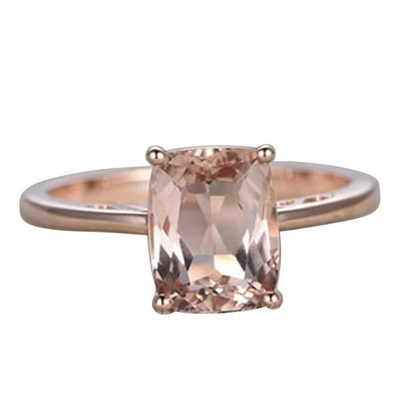 10mm Cushion Solitaire Morganite 4 Carat Engagement Ring Diamond Moissanite Wedding Ring 10k Rose Gold Filigree