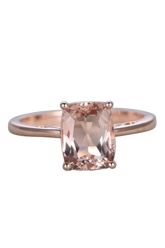 10mm Cushion Solitaire Morganite 4 Carat Engagement Ring Diamond Moissanite Wedding Ring 10k Rose Gold Filigree