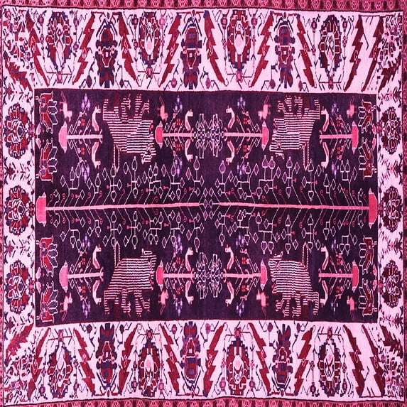 Ahgly Company Indoor Square Persian Pink Traditional Area Rugs, 5' Square