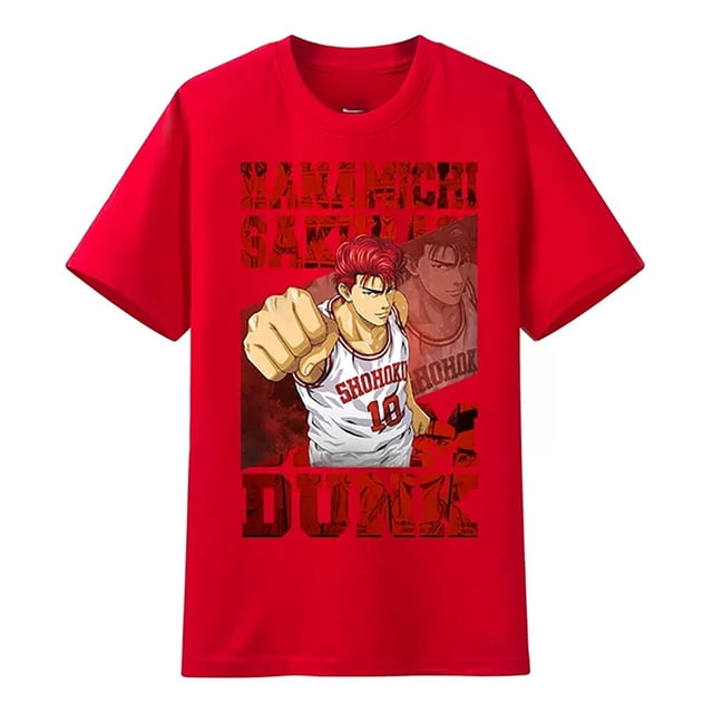 Camiseta de Slam Dunk para hombre, Camisa de algodón puro de gran tamaño, Manga corta, Unisex, Sakuragi, Hanamichi, kaade, Rukawa