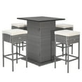 thumbnail image 1 of Gymax 5PCS Wicker Bar Table Set w/ Hidden Storage Shelves Bar Table Stools Patio, 1 of 9