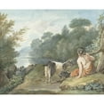 thumbnail image 2 of Aert Schouman 14x12 Black Ornate Wood Framed Double Matted Museum Art Print Titled: Shepherdin with Goats in a Landscape with a Lake (1781), 2 of 5