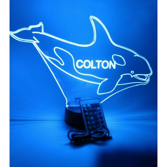 Giant Whale Night Light Up Lamp LED Large Swimming Marine Mammal Desk Table Lamp LED, Our Newest Feature - It's Wow, with Remote 16 Color Options, Free Engraving, Great Gift