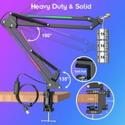 ZealSound RGB Microphone Boom Arm Stand, Adjustable Heavy Duty Metal Desk Mic Arm for Gaming, Streaming and Content Creation