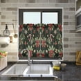 thumbnail image 4 of Yayeee Kitchen Curtains Tier Pair Light Filtering 27"x36" Rod Pocket Short Cafe Window Panel, Green Christmas Holly, 4 of 7