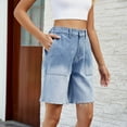 thumbnail image 7 of XuJwPNcy Denim Shorts Women Summer High Waisted Short Pants Trendy Wide Leg Stretchy Jean Shorts, 7 of 7