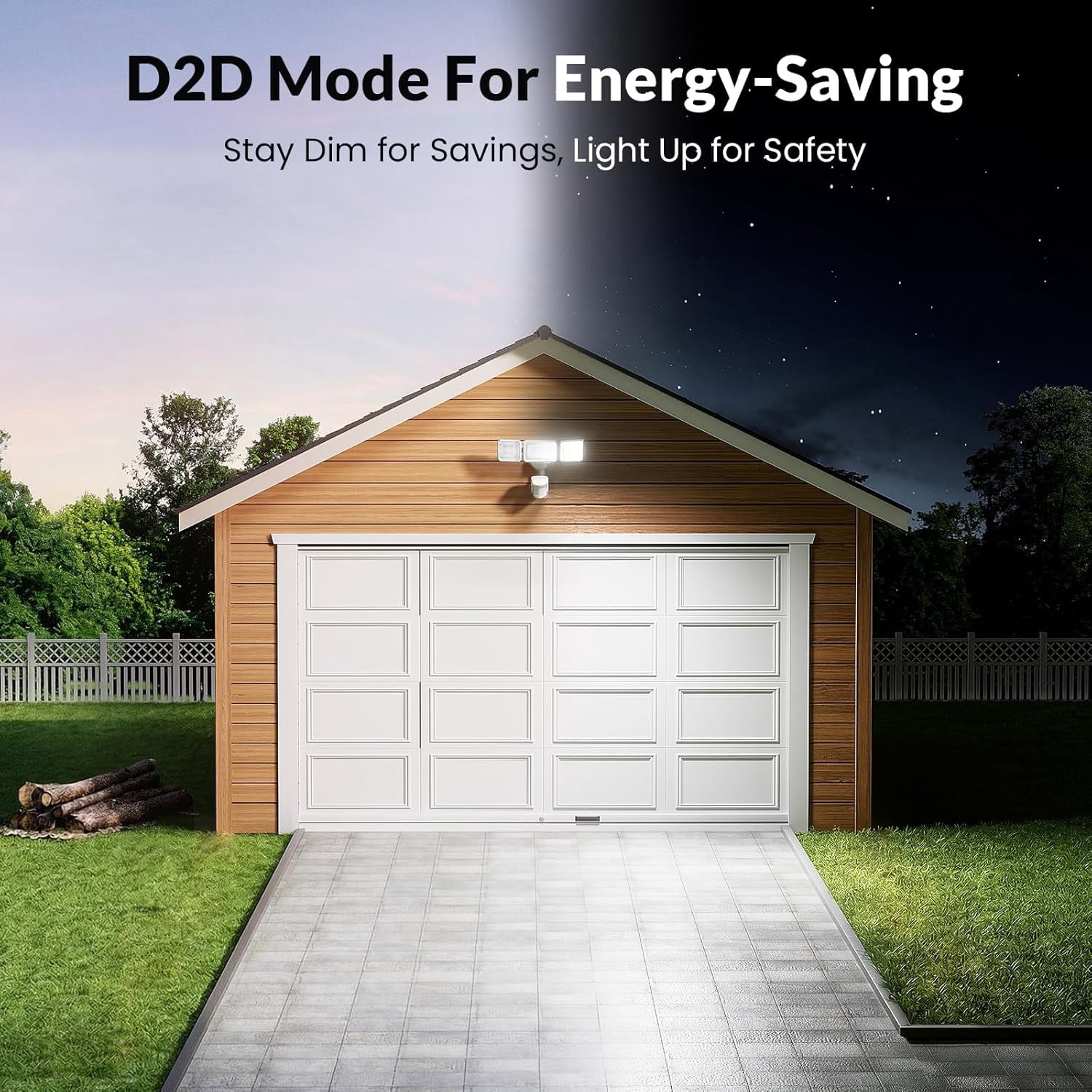 7000LM Motion Sensor Outdoor Security Light, 240 °   LED Flood Light with Dual PIR Sensors, 3-Head Adjustable Garage Light, Dusk to Dawn, IP65 Waterproof, 58W