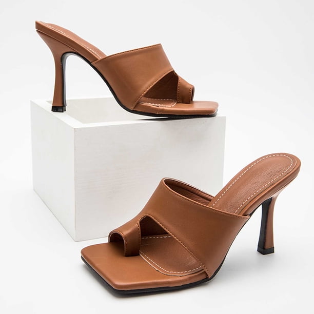 Sandalias y pantuflas de tacón alto con punta abierta a la moda de verano para mujer Wmkox8yii hj789