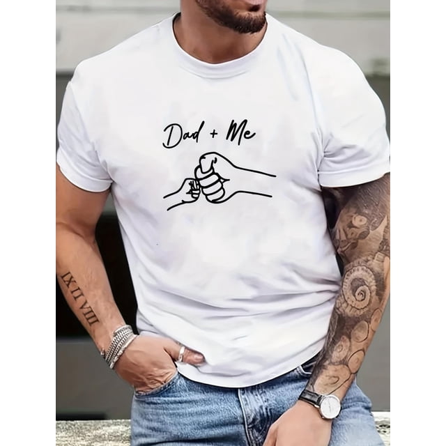 T-shirt Imprimé Motif Papa et Moi - Design Créatif Unique, Coupe Décontractée, Manches Courtes, Col Rond Classique - Parfait pour la Garde-Robe d'Été des Hommes, Idéal pour les Activités Extérieures Tee pour Adultes, Hommes, W