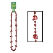 Beistle Football Beads Necklace 35" Red 57296-R