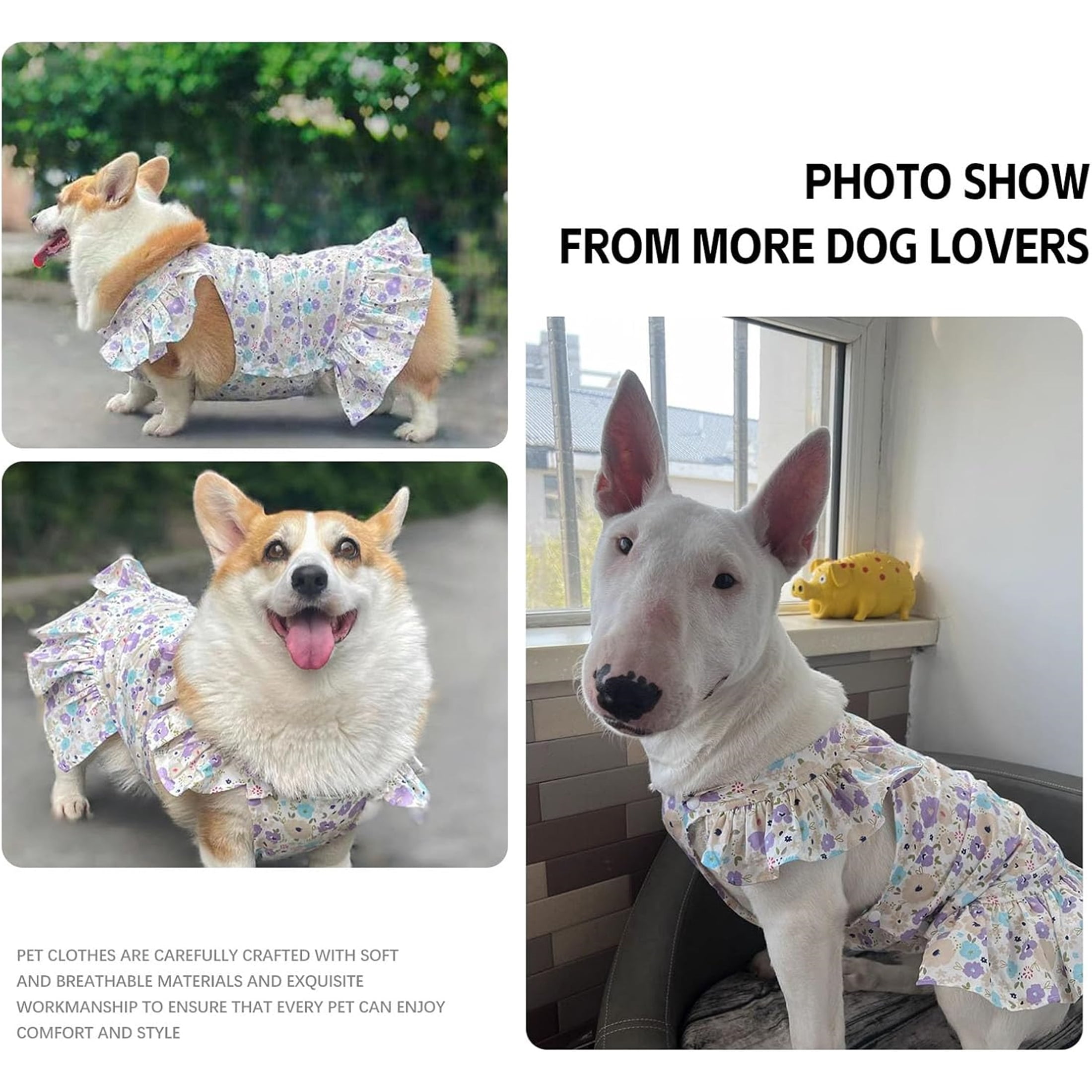 UOSIA Dog Dresses for Large Dogs Girl Cute Floral Puppy Dresses Pet Cat Princess Costume,XXL,Purple